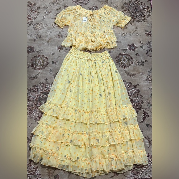 NWT Free People Morning Mist Maxi Set, yellow, size M - Picture 7 of 9